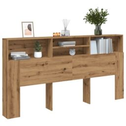 Berkfield Home Headboard Cabinet Artisian Oak 200x19x103.5 cm Engineered Wood in Brown - thumbnail 1
