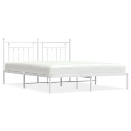 Berkfield Home Metal Bed Frame with Headboard White 180x200 cm Super King - thumbnail 2