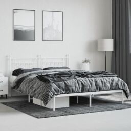 Berkfield Home Metal Bed Frame with Headboard White 180x200 cm Super King - thumbnail 3