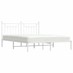 Berkfield Home Metal Bed Frame with Headboard White 180x200 cm Super King - thumbnail 4