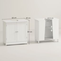 HOMCOM Bathroom Storage Cabinet Toilet Basin Sink Vanity Cabinet Storage in White - thumbnail 3