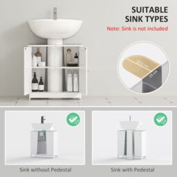 HOMCOM Bathroom Storage Cabinet Toilet Basin Sink Vanity Cabinet Storage in White - thumbnail 4