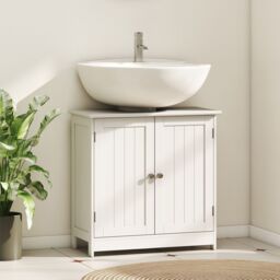 HOMCOM Bathroom Storage Cabinet Toilet Basin Sink Vanity Cabinet Storage in White