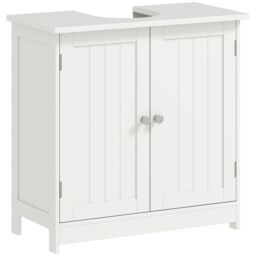 HOMCOM Bathroom Storage Cabinet Toilet Basin Sink Vanity Cabinet Storage in White - thumbnail 2
