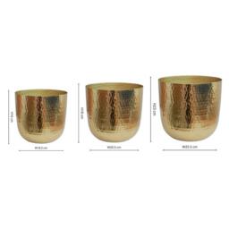 Ivyline Felix Hammered Metal Gold Planter Set of 3 - thumbnail 4