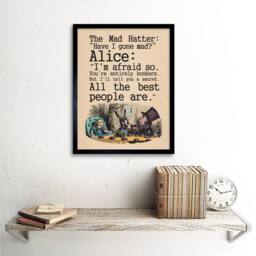 "Artery8 Alice In Wonderland Mad Hatter Tea Party 12x16"" Framed Wall Art Print in Beige - Size: W12"" x H16""" - thumbnail 2