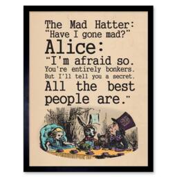 "Artery8 Alice In Wonderland Mad Hatter Tea Party 12x16"" Framed Wall Art Print in Beige - Size: W12"" x H16""" - thumbnail 1
