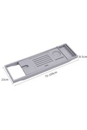 Living and Home Rustic Expandable Bamboo Wooden Bathtub Caddy Tray in Grey - thumbnail 6