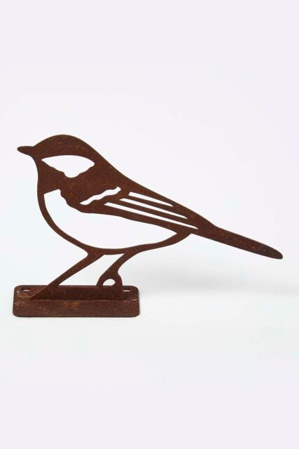 Homescapes Steel Great Tit Fence Topper in Brown - image 1