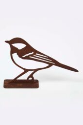 Homescapes Steel Great Tit Fence Topper in Brown - thumbnail 1