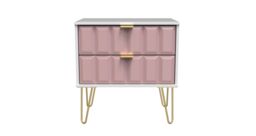 Ready Assembled 2 U Metro 2 Drawer Side Table (Ready Assembled) in Dusty Pink