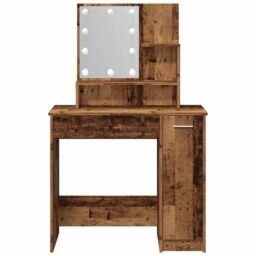Berkfield Home Dressing Table with LED Old Wood 86.5x35x136 cm in Brown - thumbnail 5
