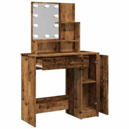 Berkfield Home Dressing Table with LED Old Wood 86.5x35x136 cm in Brown - thumbnail 9