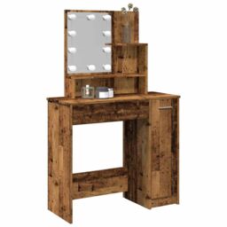 Berkfield Home Dressing Table with LED Old Wood 86.5x35x136 cm in Brown - thumbnail 1