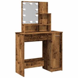 Berkfield Home Dressing Table with LED Old Wood 86.5x35x136 cm in Brown - thumbnail 2
