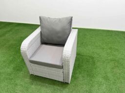 Fimous High Back Poly Rattan Garden Furniture Set w/ Reclining Chair Loveseat Sofa Firepit Dining Table Indoor Outdoor Patio Set 2 Stool 2 Side Table - thumbnail 6