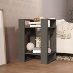 Berkfield Home Book Cabinet/Room Divider Grey 41x35x57 cm Solid Wood Pine - Size: 41 x 35 x 57 cm - thumbnail 6