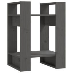 Berkfield Home Book Cabinet/Room Divider Grey 41x35x57 cm Solid Wood Pine - Size: 41 x 35 x 57 cm - thumbnail 2