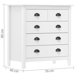 Berkfield Home Sideboard Hill White 79x40x80 cm Solid Pine Wood - Size: 79 x 40 x 80 cm - thumbnail 7
