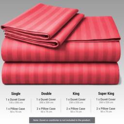 Pamposh Satin Stripes Duvet Cover Set Reversible Bedding Sets in Red - Size: Super King - thumbnail 7