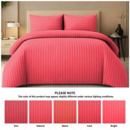 Pamposh Satin Stripes Duvet Cover Set Reversible Bedding Sets in Red - Size: Super King - thumbnail 5