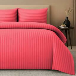 Pamposh Satin Stripes Duvet Cover Set Reversible Bedding Sets in Red - Size: Super King - thumbnail 2
