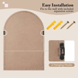 Costway Arched Window Pane Mirror Farmhouse Wall Mounted Decorative Mirror in Natural - thumbnail 9