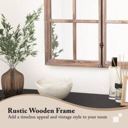 Costway Arched Window Pane Mirror Farmhouse Wall Mounted Decorative Mirror in Natural - thumbnail 7