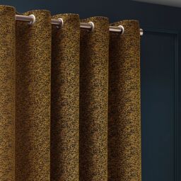 Paoletti Galaxy Velvet Chenille Eyelet Curtain Pair in Gold - Size: 168 cm width x 183 cm drop - thumbnail 3