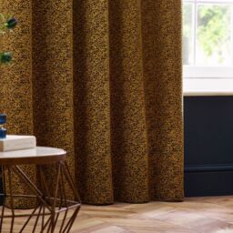 Paoletti Galaxy Velvet Chenille Eyelet Curtain Pair in Gold - Size: 168 cm width x 183 cm drop - thumbnail 4