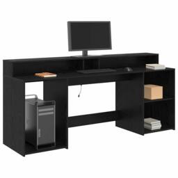 Berkfield Home Modern Desk Black Oak 200x55x91 cm Engineered Wood - Size: 200 x 55 x 91 cm