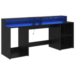 Berkfield Home Modern Desk Black Oak 200x55x91 cm Engineered Wood - Size: 200 x 55 x 91 cm - thumbnail 3