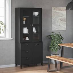 Berkfield Home Highboard VIKEN Black 80x40x190 cm Solid Wood Pine - Size: 80 x 40 x 190 cm - thumbnail 3