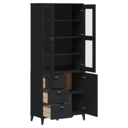 Berkfield Home Highboard VIKEN Black 80x40x190 cm Solid Wood Pine - Size: 80 x 40 x 190 cm - thumbnail 5
