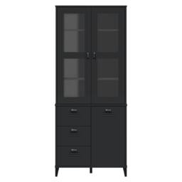 Berkfield Home Highboard VIKEN Black 80x40x190 cm Solid Wood Pine - Size: 80 x 40 x 190 cm - thumbnail 4