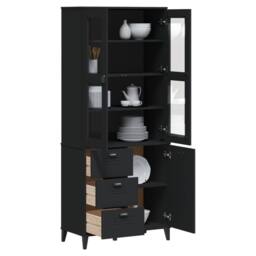Berkfield Home Highboard VIKEN Black 80x40x190 cm Solid Wood Pine - Size: 80 x 40 x 190 cm - thumbnail 1