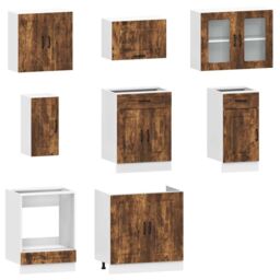 Berkfield Home 8 Piece Kitchen Cabinet Set Kalmar Smoked Oak Engineered Wood in Brown - thumbnail 4