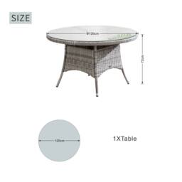 Direct Wicker Outdoor 4‑Person Rattan Round Dining Table, Aluminum Frame in Warm White - Size: 2 Pack - thumbnail 2