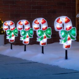 Candy Cane Christmas Lights Outdoor Path Decorations LED Battery Operated x 4 - thumbnail 1