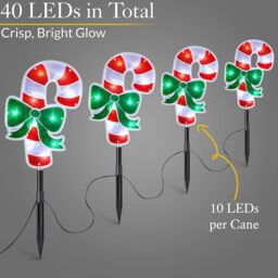 Candy Cane Christmas Lights Outdoor Path Decorations LED Battery Operated x 4 - thumbnail 4