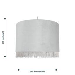 EONLION 2 Modern 38cm Grey Velvet Easy Fit Ceiling Lightshade Pendant Shades - thumbnail 2