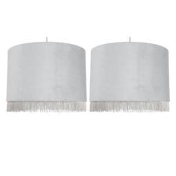 EONLION 2 Modern 38cm Grey Velvet Easy Fit Ceiling Lightshade Pendant Shades