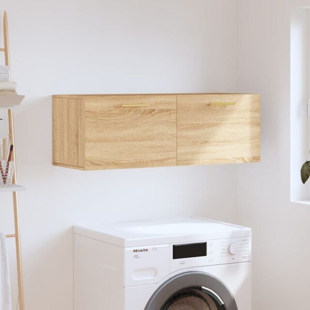Berkfield Home Wall Cabinet Sonoma Oak 100x36.5x35 cm Engineered Wood in Brown - image 1