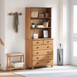 Berkfield Home Hutch ‚ÄúASKIM‚Äù Honey Brown 91x40x199.5 cm Solid Wood Pine - thumbnail 4