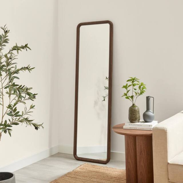 FurnitureboxUK Line Walnut Wood Full Length Rectangle 170x50cm Mirror - Size: 170x50 cm