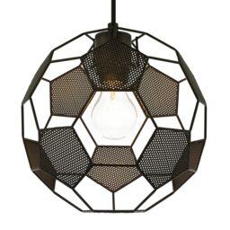 Happy Homewares Modern Matte Black Football Soccer Pendant Lamp Shade with Laser Cut Holes - thumbnail 3