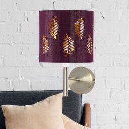 First Choice Lighting Brea - Antique Brass Wall Light with Burgundy Fern Shade in Bronze - thumbnail 3
