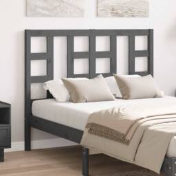 Berkfield Home Beautiful Bed Headboard Grey 126x4x100 cm Solid Wood Pine - Size: 126 x 4 x 100 cm - thumbnail 2