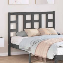 Berkfield Home Beautiful Bed Headboard Grey 126x4x100 cm Solid Wood Pine - Size: 126 x 4 x 100 cm - thumbnail 1