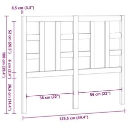 Berkfield Home Beautiful Bed Headboard Grey 126x4x100 cm Solid Wood Pine - Size: 126 x 4 x 100 cm - thumbnail 9